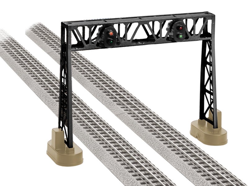 Lionel Double Signal O Gauge Model Train Bridge with Changing Lights Dual Track Railroad Signal Bridge for FasTrack O27 Layouts Ages 14 - Image 2