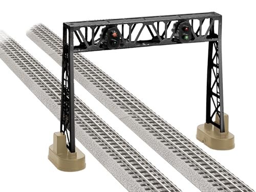 Lionel Double Signal O Gauge Model Train Bridge with Changing Lights Dual Track Railroad Signal Bridge for FasTrack O27 Layouts Ages 14 - Image 1