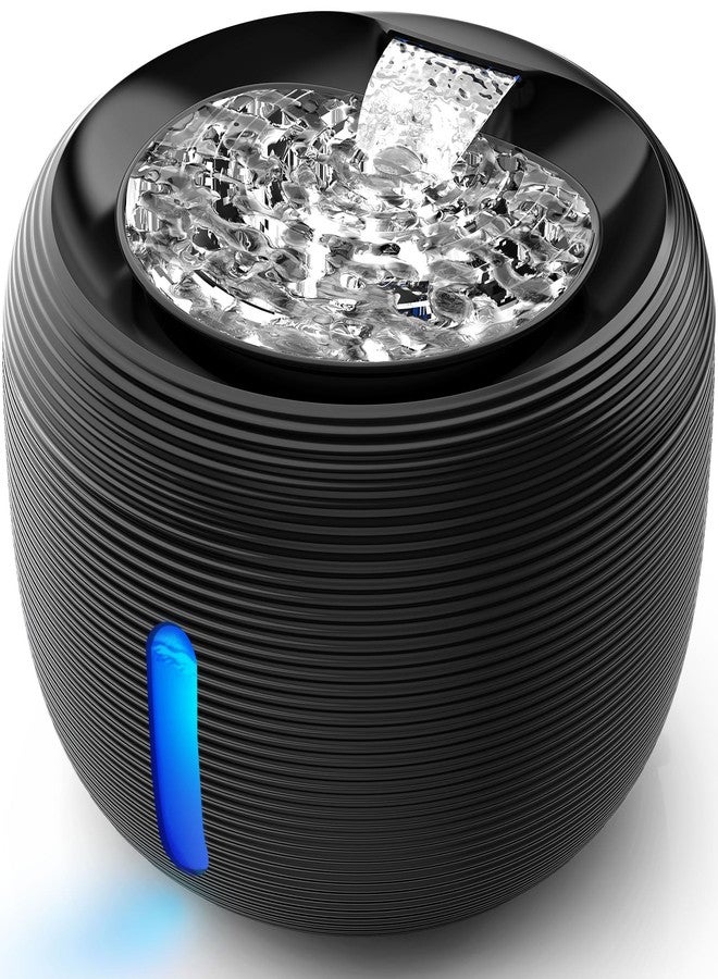Kastty 3.5L/118 oz Cat Water Fountain, Large Capacity Quiet Pet Water Fountains for Cats Indoor Water Level LED Light Multi-Filtration BPA-Free, Automatic Cat Fountain Easy Cleaning FS77(Black) - Image 1