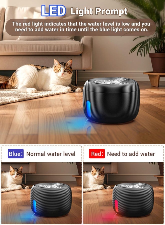 Kastty 3.5L/118 oz Cat Water Fountain, Large Capacity Quiet Pet Water Fountains for Cats Indoor Water Level LED Light Multi-Filtration BPA-Free, Automatic Cat Fountain Easy Cleaning FS77(Black) - Image 4