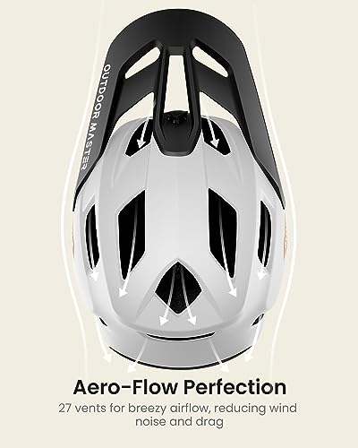 OutdoorMaster Full Face Mountain Bike Helmet for Men & Women -Two Removable Chin Pad Grizzly, Ventilation Lightweight Racing Downhill DH BMX MTB Helmet (Pearl White, Small) - Image 4