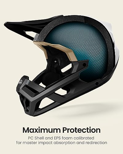 OutdoorMaster Full Face Mountain Bike Helmet for Men & Women -Two Removable Chin Pad Grizzly, Ventilation Lightweight Racing Downhill DH BMX MTB Helmet (Pearl White, Small) - Image 2