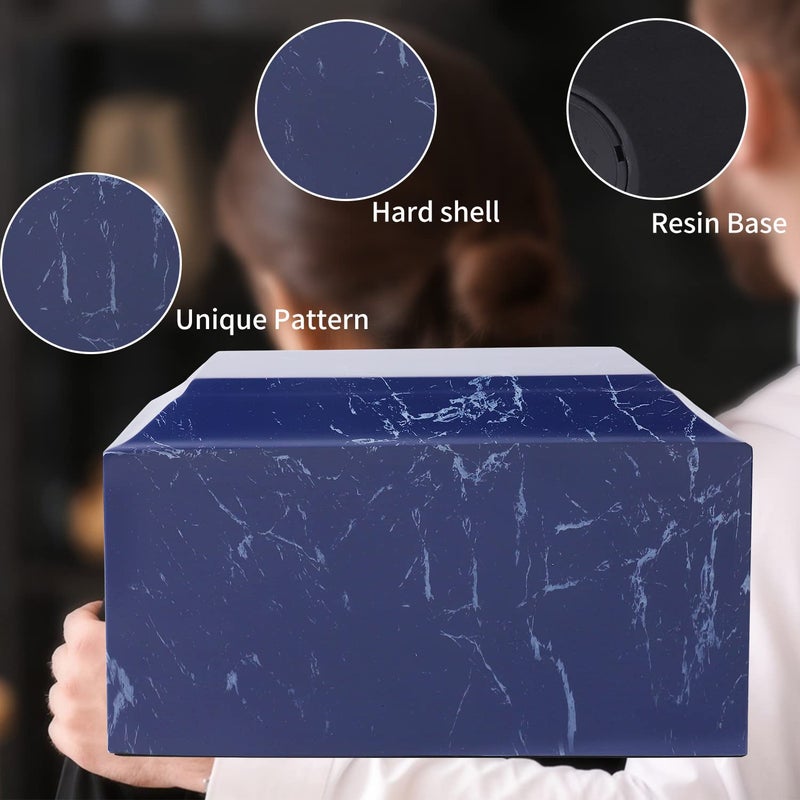 Yumt Blue Classic Cultured Marble Cremation Urn for Adult Ashes, Urn for Human Ashes, Adult Sized Memorial Urn for Ground Burial or Home Memorial - Image 2