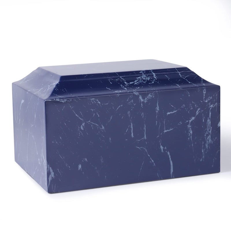 Yumt Blue Classic Cultured Marble Cremation Urn for Adult Ashes, Urn for Human Ashes, Adult Sized Memorial Urn for Ground Burial or Home Memorial - Image 1