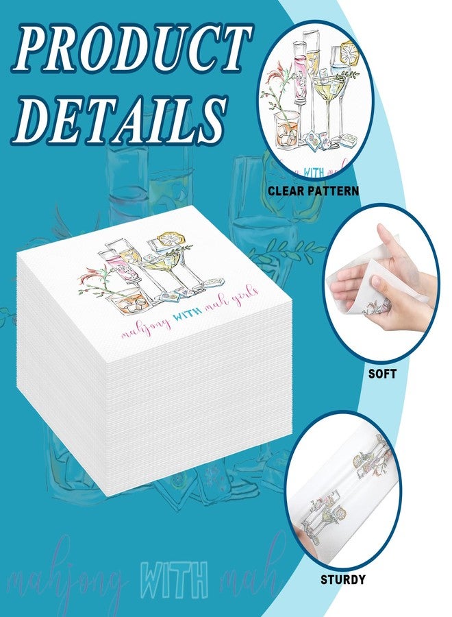 Tinlade 100 Pcs Mahjong Party Cocktail Napkins 13 x 13 Inches Mahjong Party Supplies Gifts for Women Disposable Paper Napkin for Bachelorette Bridal Shower Game Nights Birthday Dinner Decor - Image 4