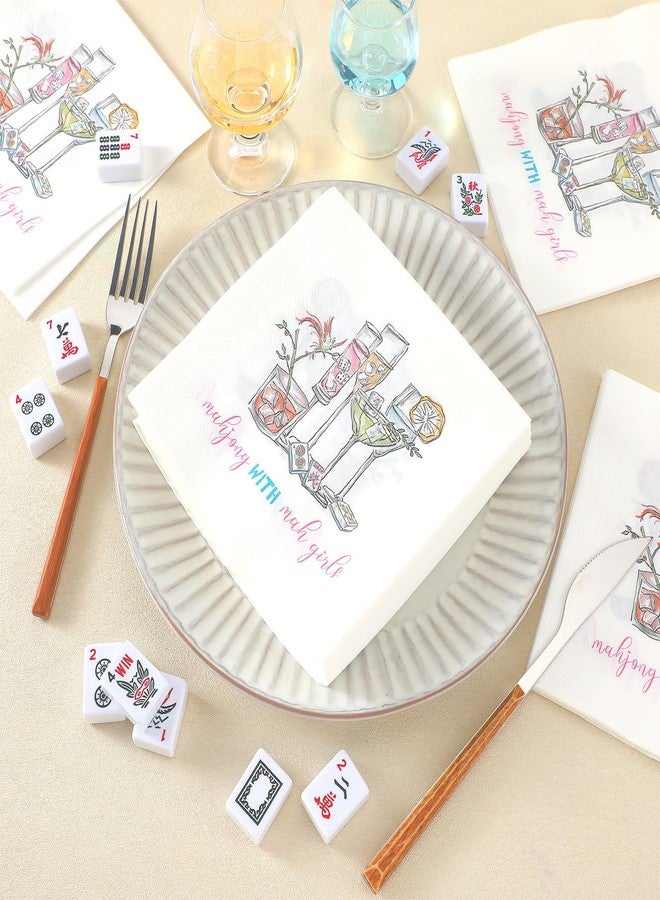 Tinlade 100 Pcs Mahjong Party Cocktail Napkins 13 x 13 Inches Mahjong Party Supplies Gifts for Women Disposable Paper Napkin for Bachelorette Bridal Shower Game Nights Birthday Dinner Decor - Image 2