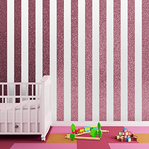 Stickyart Light Pink Glitter Wallpaper Roll Peel and Stick Sequins Wallpaper Border Textured Self Adhesive Glitter Fabric Contact Paper for Bedroom Ceiling DIY Crafts 3.94"x160" - Image 3