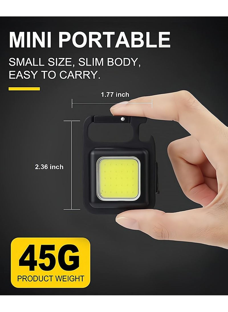 Small LED Flashlight, Rechargeable Keychain Mini Flashlight, 4 Light Modes Portable Pocket Light with Folding Bracket Bottle Opener and Magnet Base for Fishing Walking Camping Outdoor Indoor - Image 4