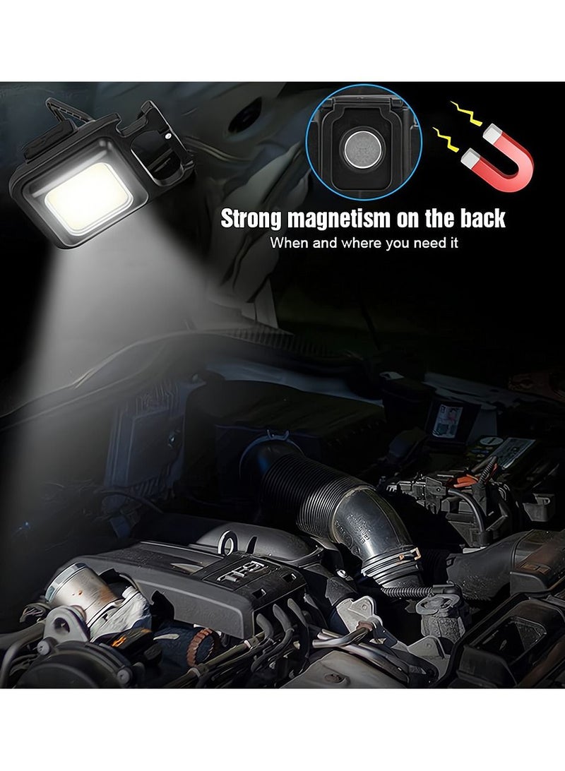 Small LED Flashlight, Rechargeable Keychain Mini Flashlight, 4 Light Modes Portable Pocket Light with Folding Bracket Bottle Opener and Magnet Base for Fishing Walking Camping Outdoor Indoor - Image 5