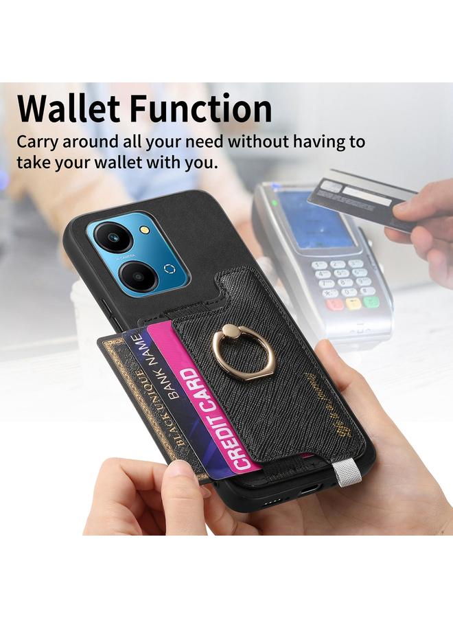 اس-توب جراب هاتف Honor 100 Pro Retro Magsafe Cross من الجلد مع حامل حلقة وحقيبة بطاقات - Image 4