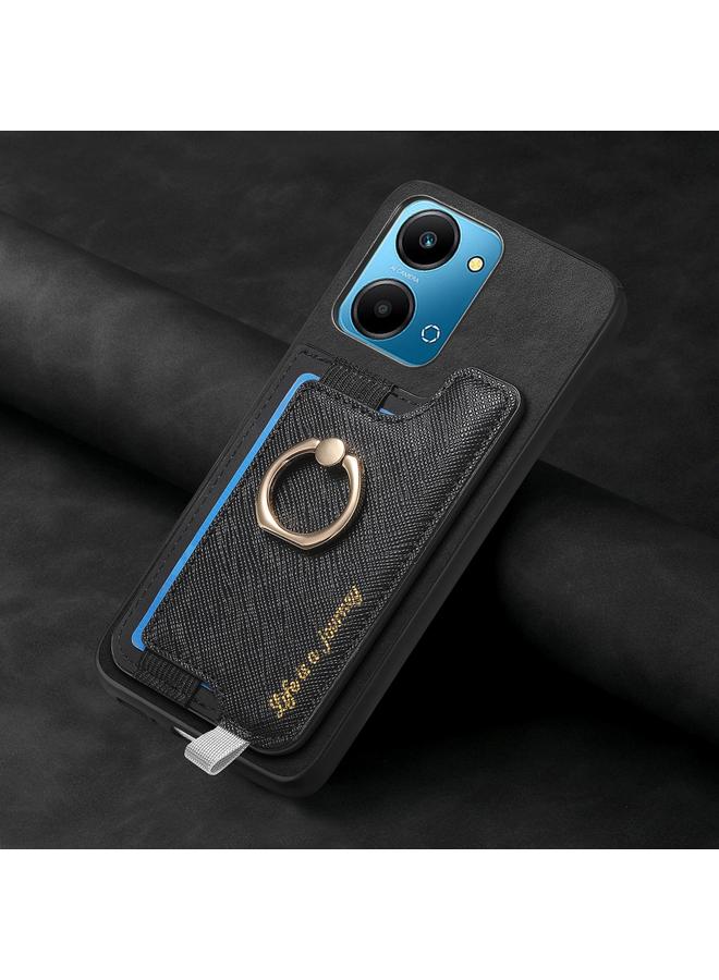 اس-توب جراب هاتف Honor 100 Pro Retro Magsafe Cross من الجلد مع حامل حلقة وحقيبة بطاقات - Image 5