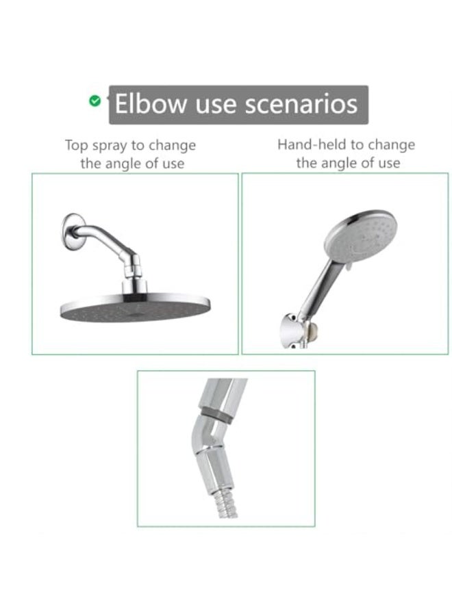 Bukela Shower Head Adapter,Solid Brass 135 Degree Shower Elbow Adapter,G1/2" Shower Head Extension Arm Connector (Chrome) (spinable) - Image 5