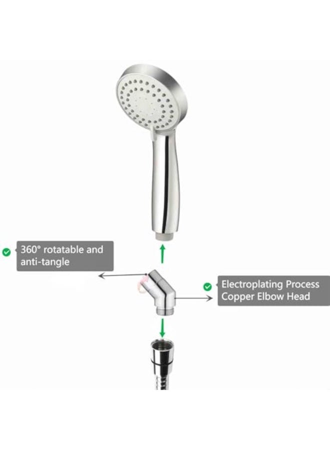 Bukela Shower Head Adapter,Solid Brass 135 Degree Shower Elbow Adapter,G1/2" Shower Head Extension Arm Connector (Chrome) (spinable) - Image 4