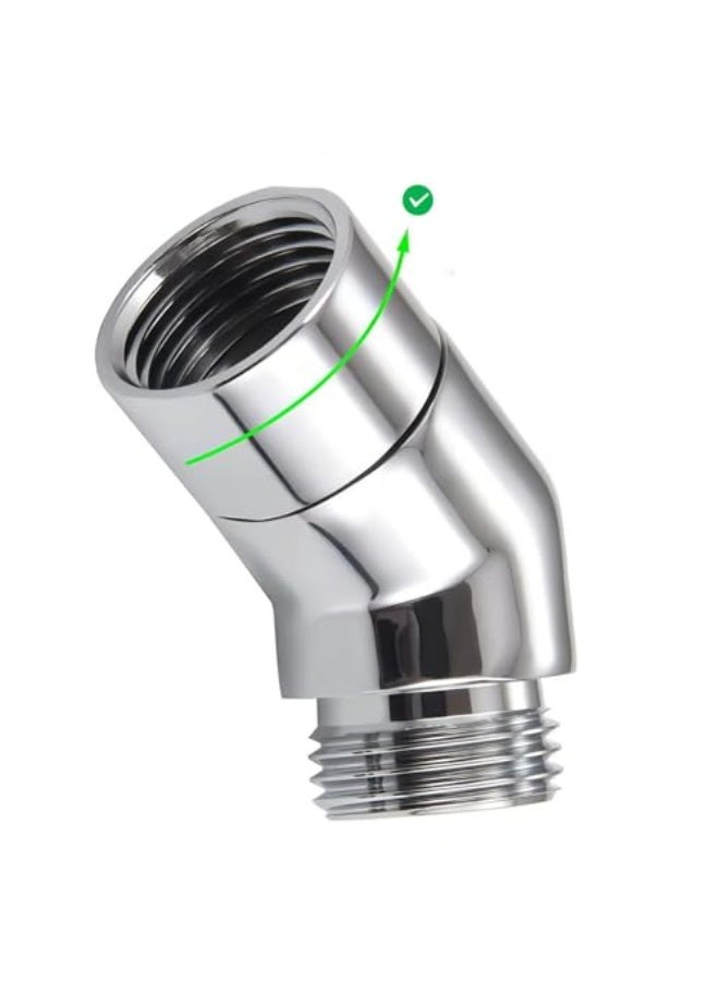 Bukela Shower Head Adapter,Solid Brass 135 Degree Shower Elbow Adapter,G1/2" Shower Head Extension Arm Connector (Chrome) (spinable) - Image 1