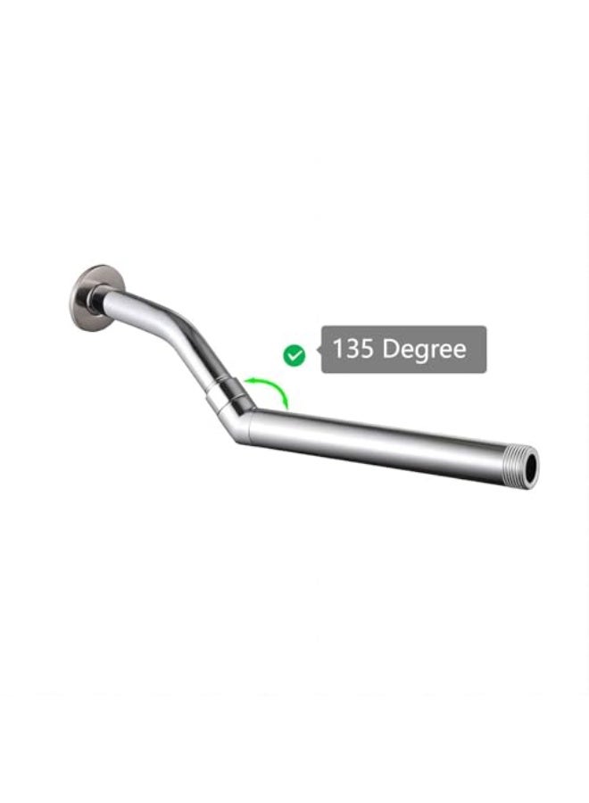 Bukela Shower Head Adapter,Solid Brass 135 Degree Shower Elbow Adapter,G1/2" Shower Head Extension Arm Connector (Chrome) (spinable) - Image 2