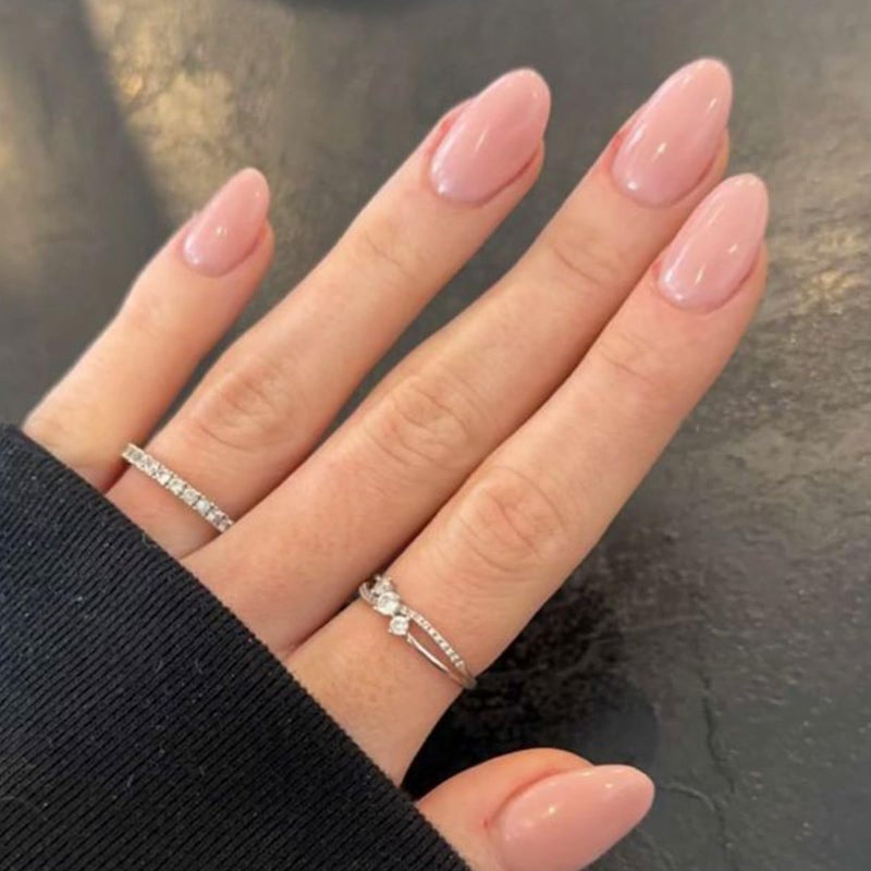 Modelones Pink Press on Nails Almond, Spring Short Fake Nails, Reusable Nail Kit with Nail Glue Adhesive Tabs Mini Nail File, Nails Press Ons 32Pcs 16 Sizes, Women Girl Gift - Image 1