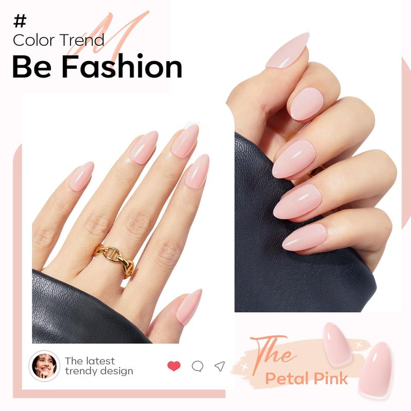 Modelones Pink Press on Nails Almond, Spring Short Fake Nails, Reusable Nail Kit with Nail Glue Adhesive Tabs Mini Nail File, Nails Press Ons 32Pcs 16 Sizes, Women Girl Gift - Image 3