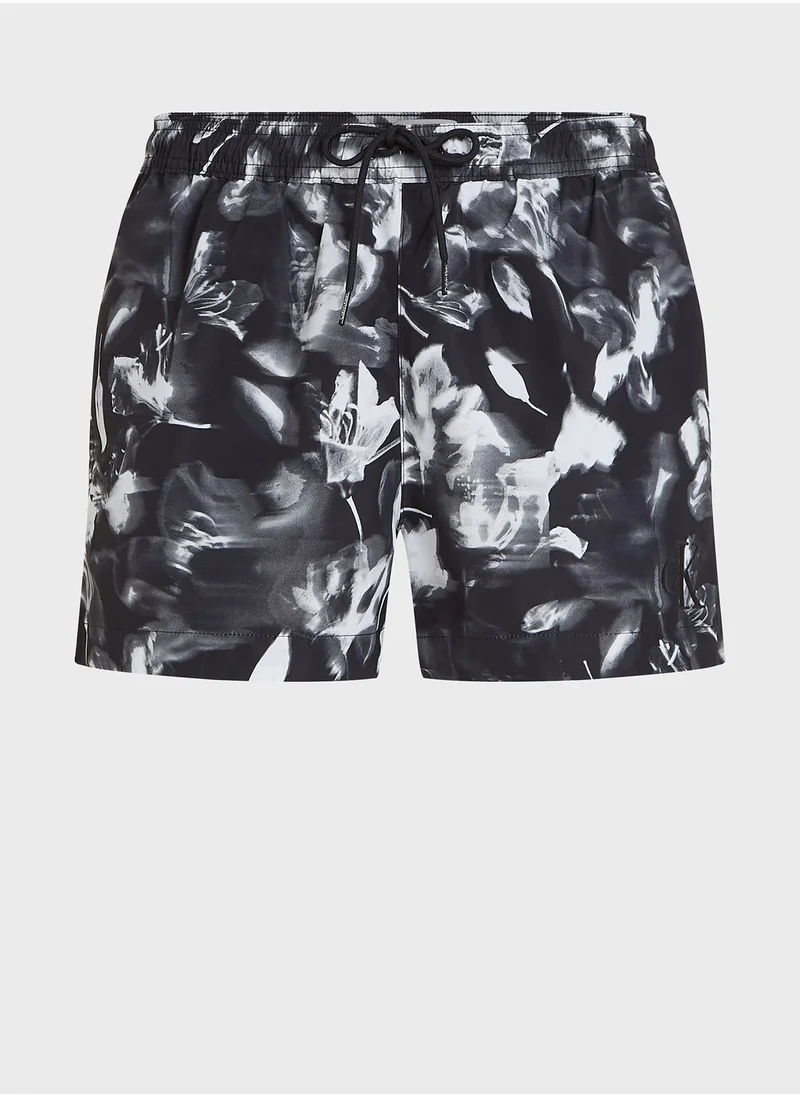 CALVIN KLEIN Printed Medium Drawstring Swim Shorts