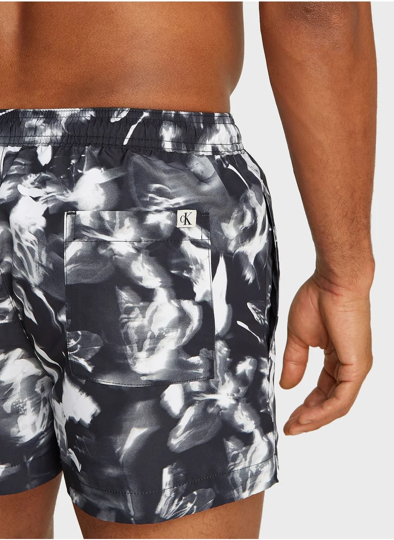 CALVIN KLEIN Printed Medium Drawstring Swim Shorts