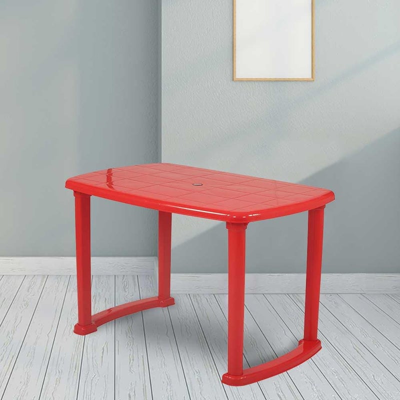 Attro Supreme Arjun 4 Seater Plastic Dining Table for Home Restaurants Cafeterias and Outdoor Areas RectangularCoke Red - Image 2
