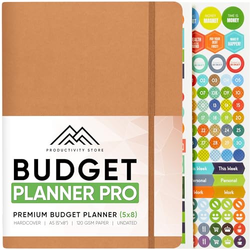 PRODUCTIVITY STORE Best 2025 Budget Planner & Budget Book | 12-Mo Finance Planner, Monthly Bill Organizer, Budget, Debt, Saving & Expense Tracker With Budget Stickers | Productivity Store | Leather - Image 1