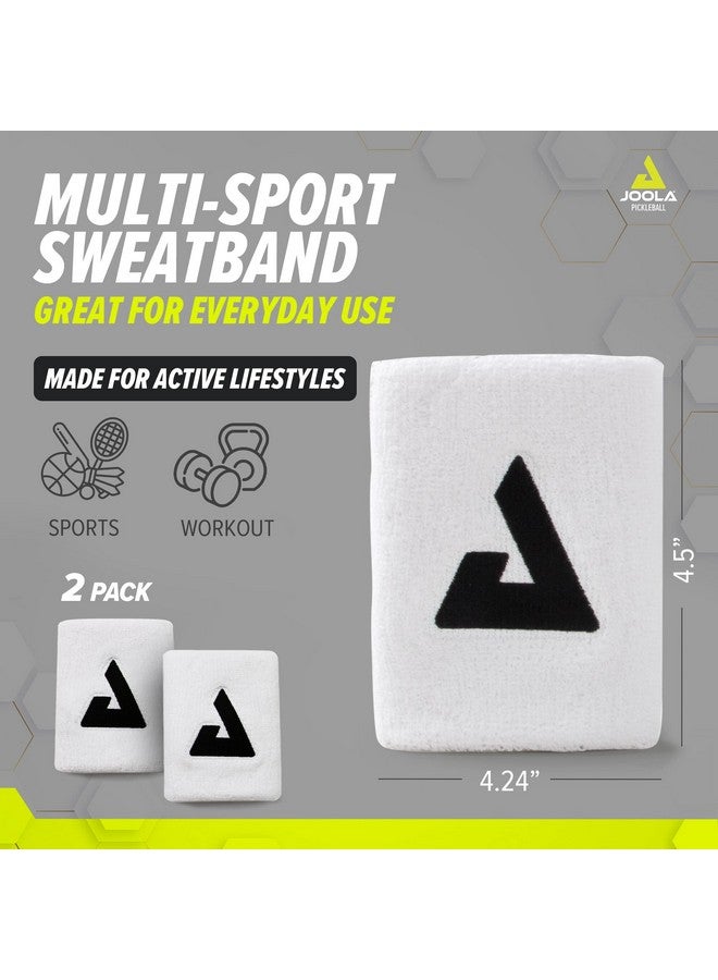 JOOLA حزام معصم ترينيتي 2 حزمة أشرطة معصم بيضاء مع مادة أداء تمتص الرطوبة حزام مرن 4 بوصات للمعصمين ملحق تنس الطاولة وبيكلبول - Image 3