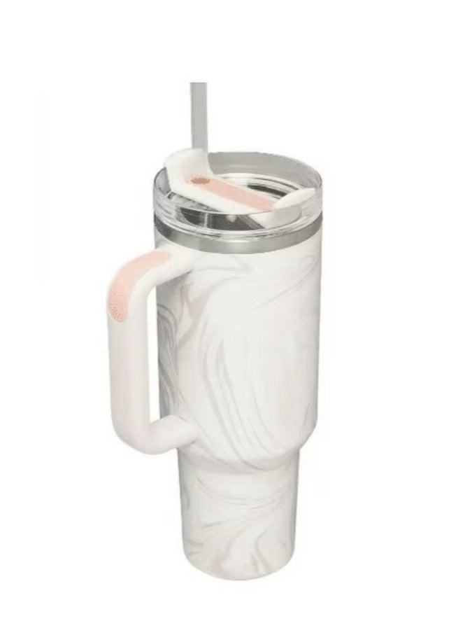 Stanley Stanley cup H2.0 Stainless Steel with Lid and Straw for Water Iced Tea,Coffee and Smoothie,Rose Quartz Swirl,40 oz  - Image 2