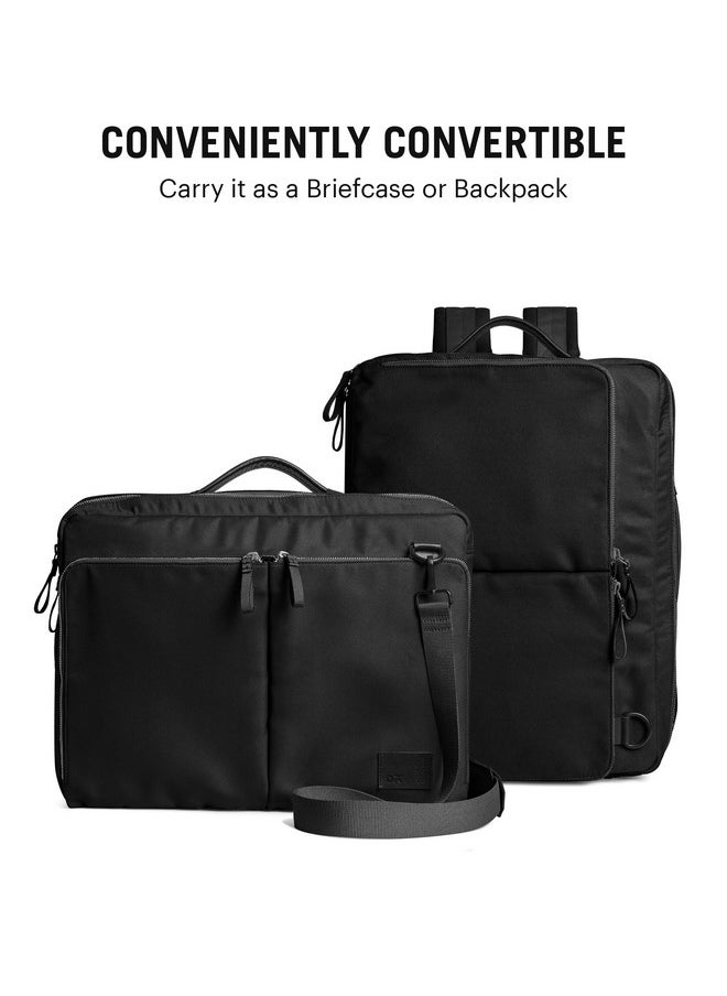 DailyObjects DailyObjects PET Space Black Meridian Convertible Briefpack (Backpack + Briefcase) | 100% Recycled | Fits any Laptop Upto 16" | Lightweight Shoulder Backpack | Multiutility Bag with Trolley Sleeve  - Image 4
