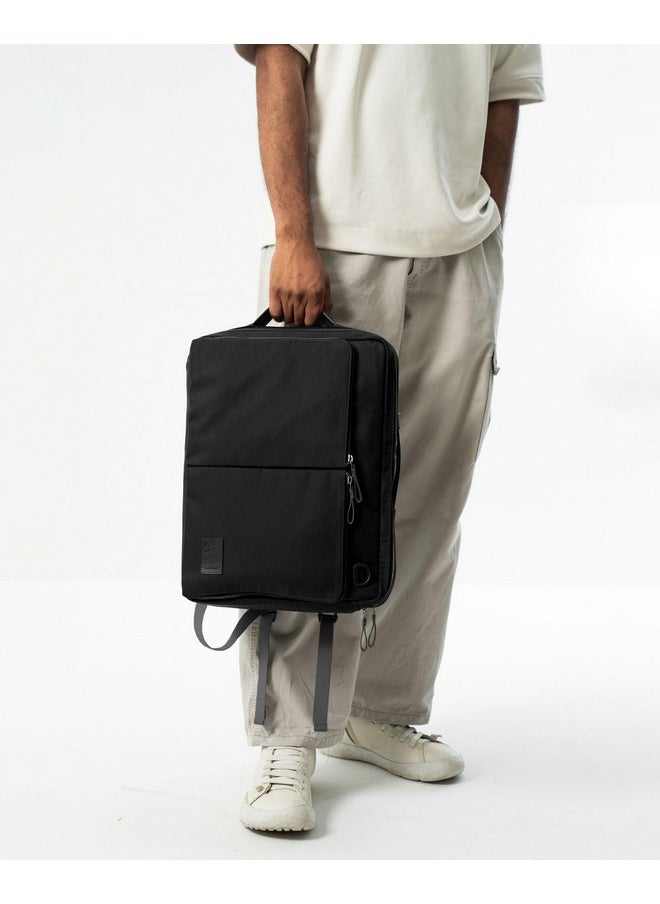 DailyObjects DailyObjects PET Space Black Meridian Convertible Briefpack (Backpack + Briefcase) | 100% Recycled | Fits any Laptop Upto 16" | Lightweight Shoulder Backpack | Multiutility Bag with Trolley Sleeve  - Image 2