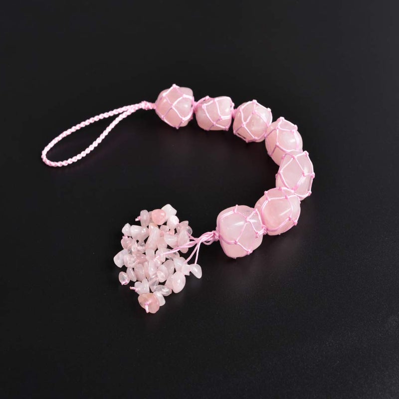 iSTONE Hanging Ornaments Natural Rose Quartz Ornaments Home Decor Gemstones Reiki Feng Shui Ornament Window Wall Ornament - Image 3