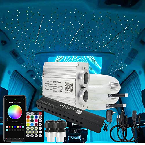 AKEPO Upgraded 16W Dual Head+Twinkle+Shooting Star Fiber Optic Lights Kit, Car Home Use RGBW Star Ceiling Sky Light APP Meteor Music Activated Light Engine+ 920pcs of Mixed Diameter Fibers 9.8ft/3m - Image 1