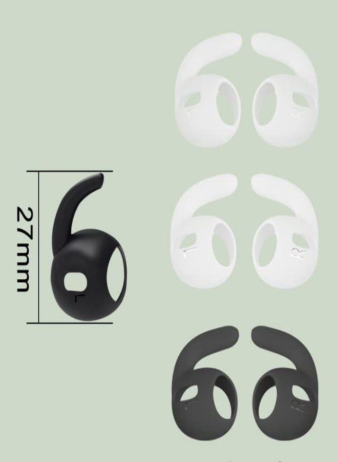 ALXCD Sport Eartips Hook Compatible with AirPods Pro 2 Earbuds 2nd Gen 2022, Anti Slip Anti Lost Silicone Earbuds Covers Ear Hook Eartips, Compatible with AirPods Pro 2, 6 Pairs Black White Clear - Image 3