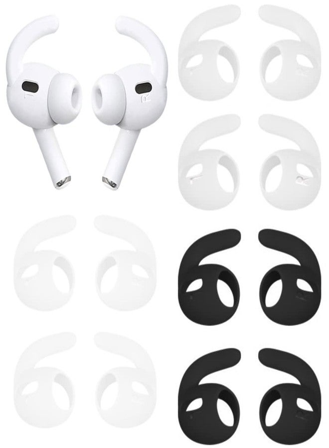 ALXCD Sport Eartips Hook Compatible with AirPods Pro 2 Earbuds 2nd Gen 2022, Anti Slip Anti Lost Silicone Earbuds Covers Ear Hook Eartips, Compatible with AirPods Pro 2, 6 Pairs Black White Clear - Image 1