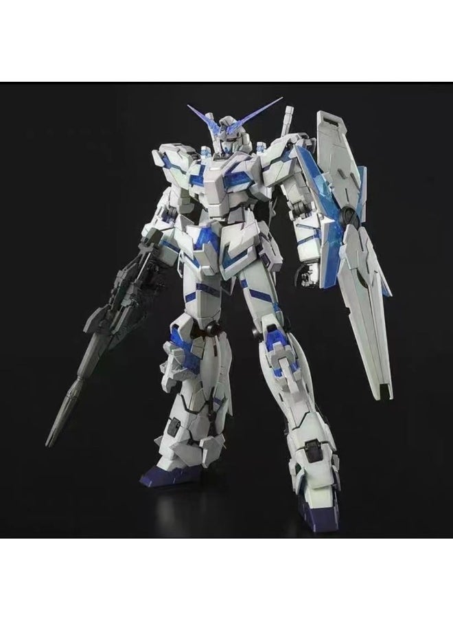 Gundam Assembled Model MG Attacks Free MB Red Heretic Phoenix Perfect Unicorn Mech Handmade Toy-Color:MG-Blue And White Unicorn [Water Sticker Explosive Armor Weapon] Collection And Delivery Tools-Specifications:Single Model + Four-piece Set Of Delivery Tools