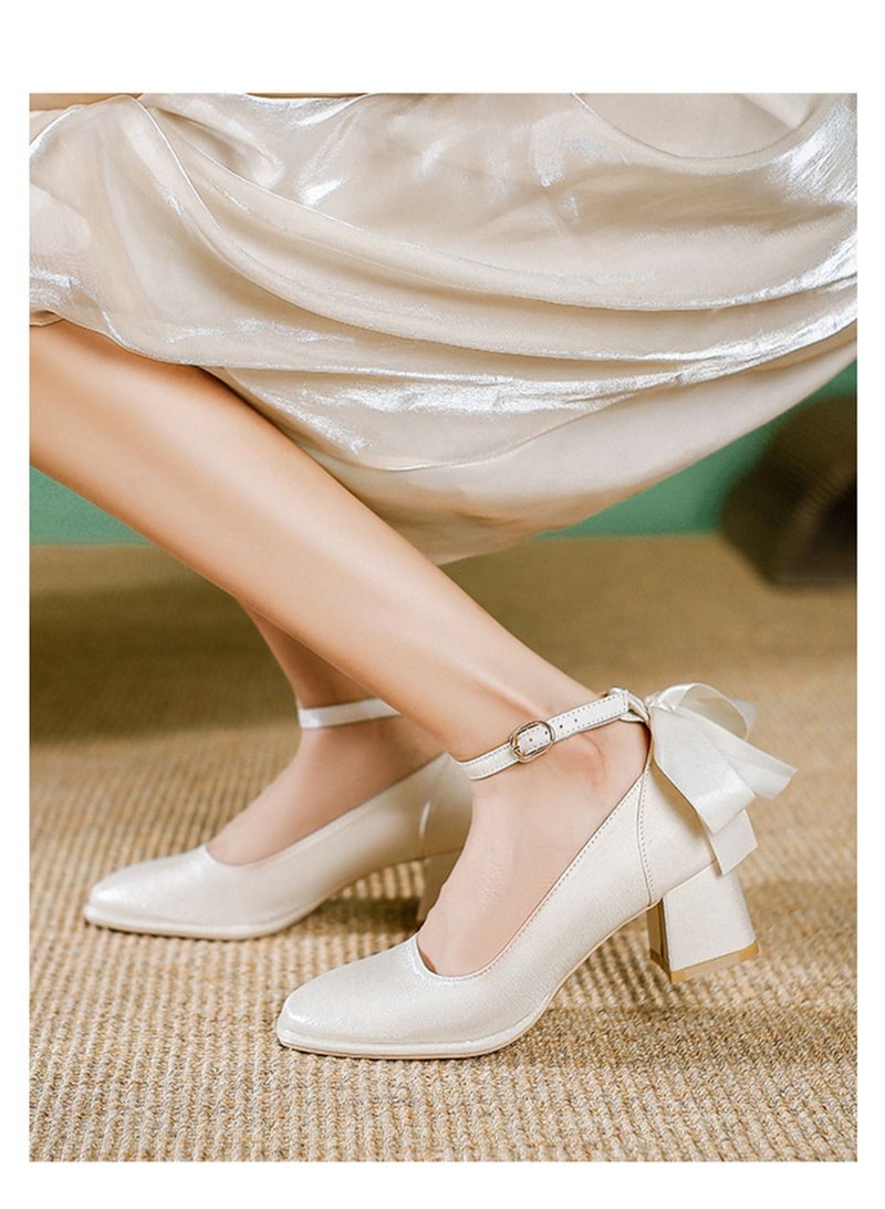 Loquat High Heels With Square Head White  - Image 2
