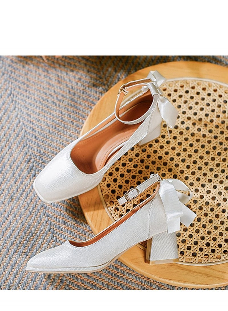Loquat High Heels With Square Head White  - Image 1