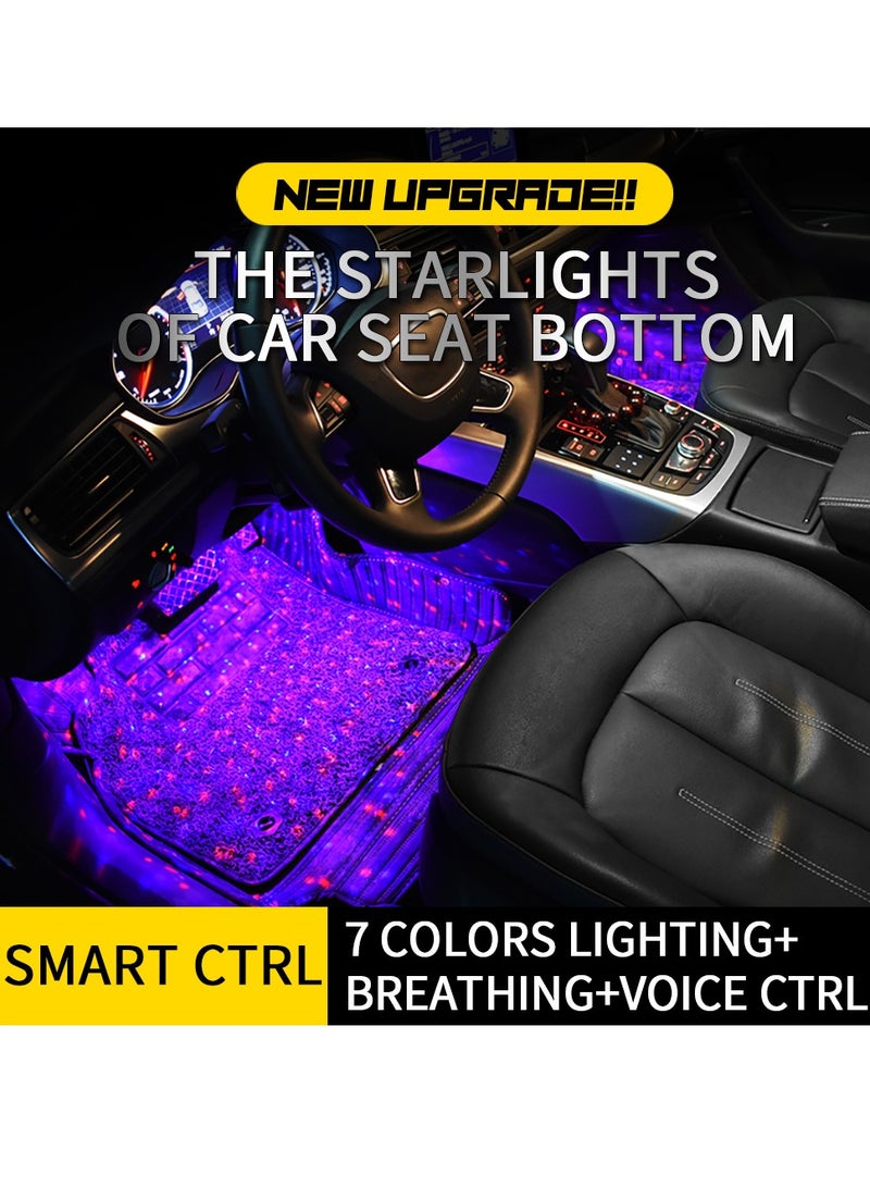Loquat Car Interior Ambient Lights 4Pcs 12LED USB Plug-in RGB Multicolor Star Atmosphere Lights For Car Carpets Under Dash LED Accent Lighting Kit With Sound Active And Remote Control DC 5V - Image 3