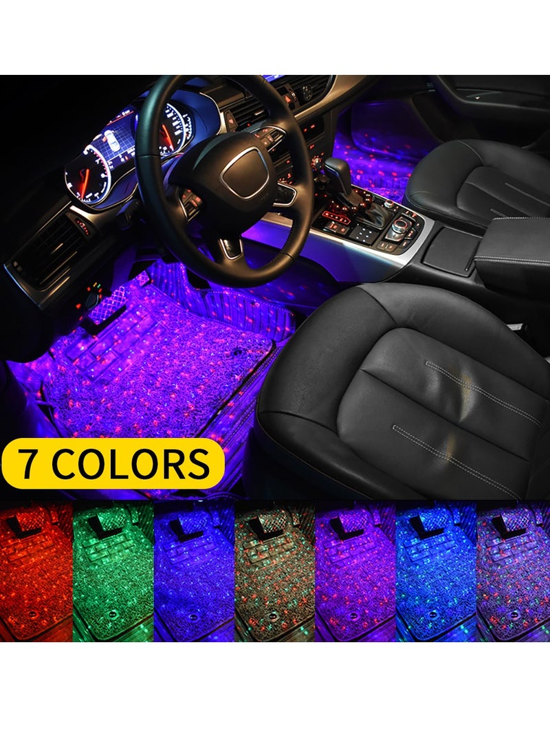 Loquat Car Interior Ambient Lights 4Pcs 12LED USB Plug-in RGB Multicolor Star Atmosphere Lights For Car Carpets Under Dash LED Accent Lighting Kit With Sound Active And Remote Control DC 5V - Image 2