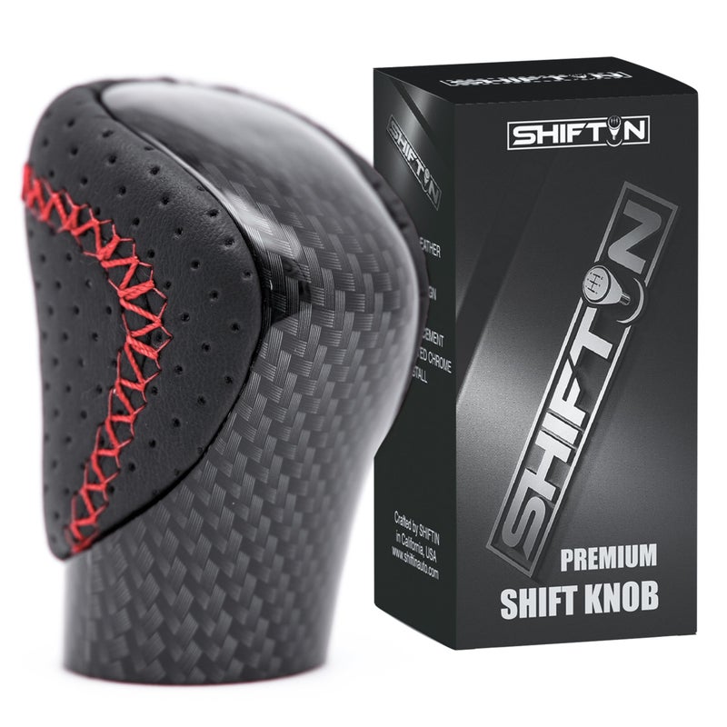 SHIFTIN Gear Shift Knob Shifter for Lexus ES GS GX is NX RC RX 200t 300 350 3450h 450hL 350L Black Leather Red StitchCarbon Look