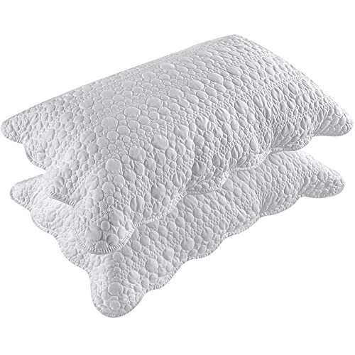BOSOWOS Standard Size Pillow Shams Set of 2, Ultra Soft Breathable 20 x 26 Inches Quilted Pillow Cases Envelope Closure for Sleeping, Decorative Microfiber Bed Pillowcases Easy Care, White - Image 1