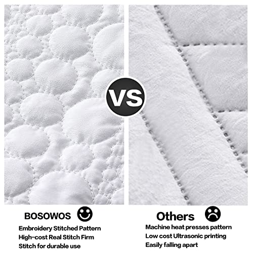 BOSOWOS Standard Size Pillow Shams Set of 2, Ultra Soft Breathable 20 x 26 Inches Quilted Pillow Cases Envelope Closure for Sleeping, Decorative Microfiber Bed Pillowcases Easy Care, White - Image 4