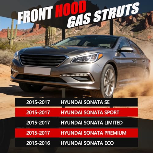Vepagoo Front Hood Struts Fit for Hyundai Sonata 20152017 Engine Hood Shocks for Hyundai Sonata Sedan 4Door 2015 2016 2017 Bonnet Lift Supports of OEM PM3570 81161C1000 - Image 3