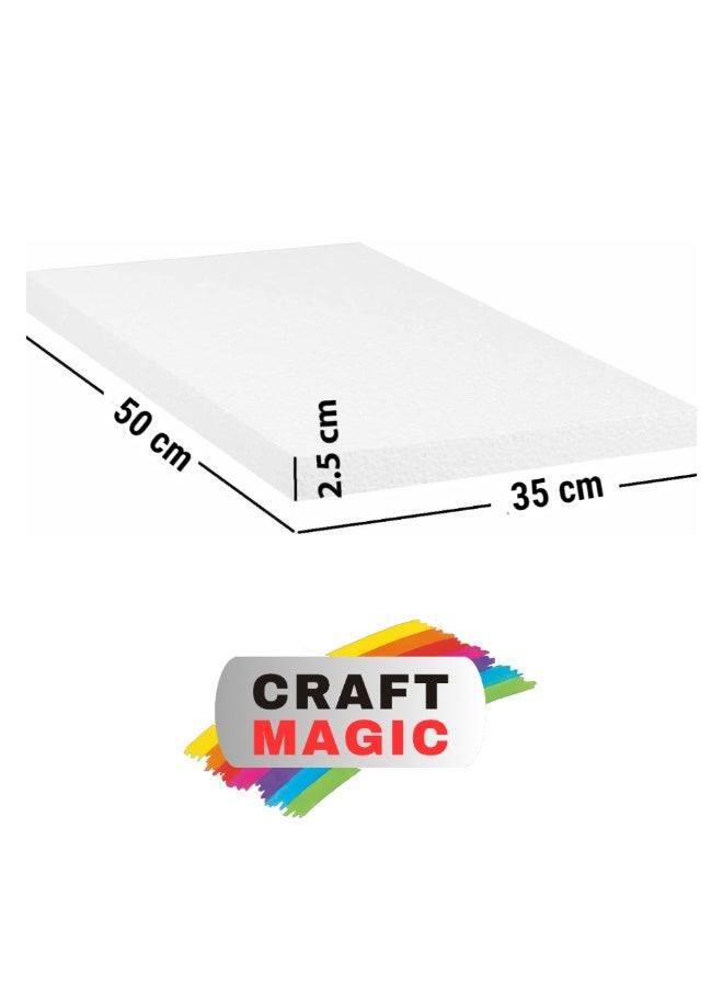 كرافت ماجيك كتلة فوم ستيروفوم كبيرة 50×35×2.5 سم (عبوة واحدة) | ورقة فوم بوليسترين للحرف اليدوية، النحت الفني، صناعة النماذج، المشاريع المدرسية والحرف اليدوية المنزلية - Image 2