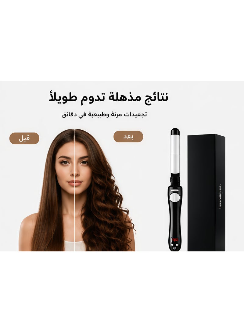 مكواة تجعيد الشعر واسعة النطاق بقطر 25 مم، أسطوانة تجعيد، تسخين فائق السرعة مع مصباح LED أبيض/أسود، سلك دوار 180°C-230°C بطول 1.8 متر - Image 4