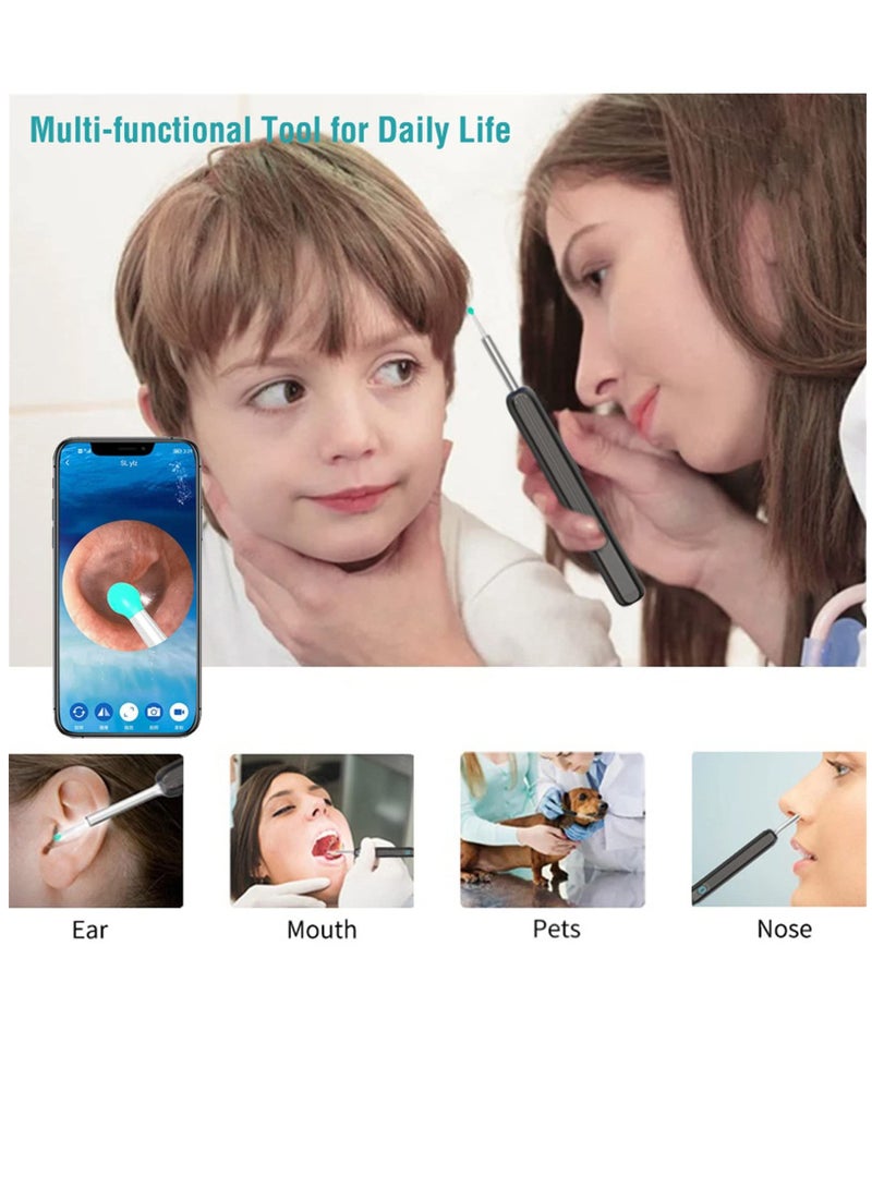 Bukela Ear Wax Removal, Wi-Fi Visible Wax Elimination Spoon with 4 Soft Silicone Ear Scoops and 8 black ear spoons, Wireless Ear Endoscope 1296P HD with LED Light for iPhone, iPad, Android Phones (White) - Image 4