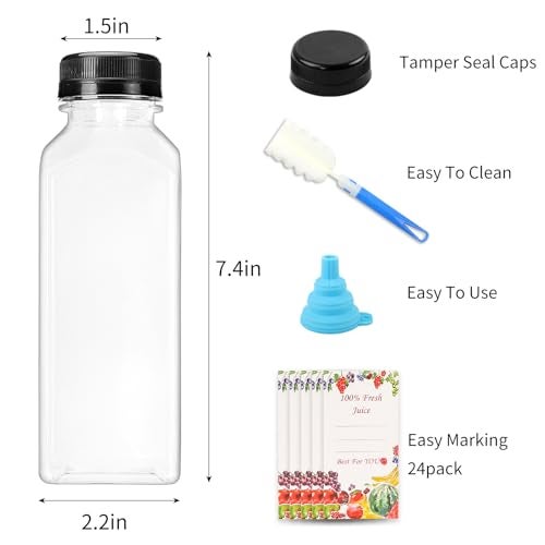 SUPERLELE 20pcs 16oz Juice Bottles, Plastic Juicing Bottles with Caps, Clear Drink Containers with Lids for Drinking, Smoothie and Other Beverages - Image 3