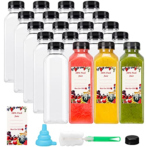 SUPERLELE 20pcs 16oz Juice Bottles, Plastic Juicing Bottles with Caps, Clear Drink Containers with Lids for Drinking, Smoothie and Other Beverages - Image 1