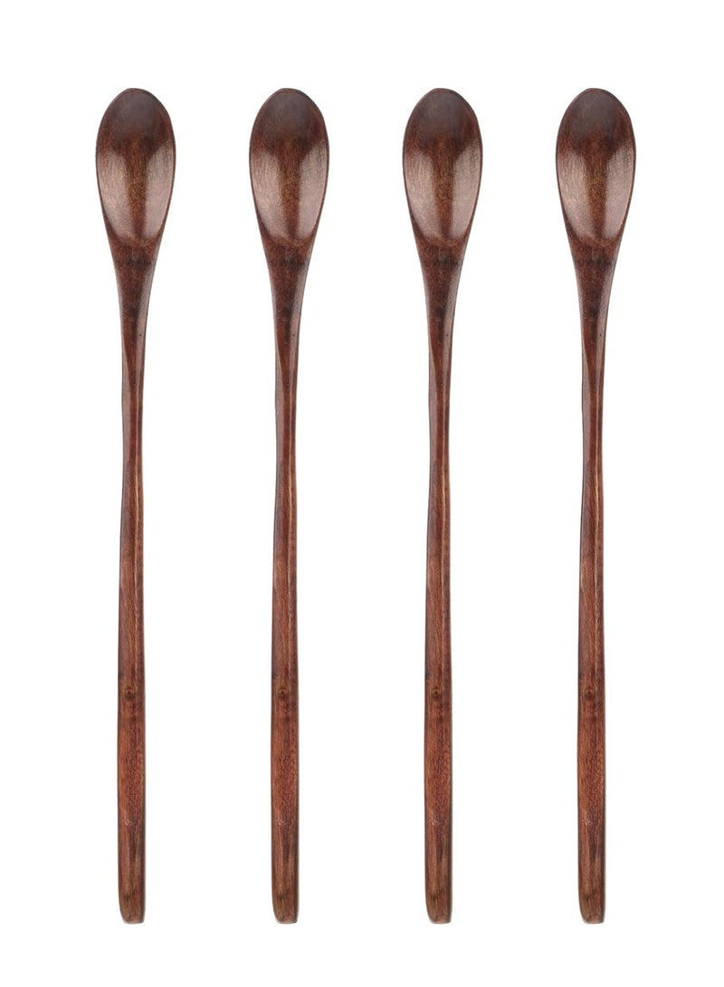 Oasisgalore 4 Pack 9" Small Wooden Spoons for Eating, Stirring, Dessert, and Tasting, Ideal for Cooking and Beverages - Image 1