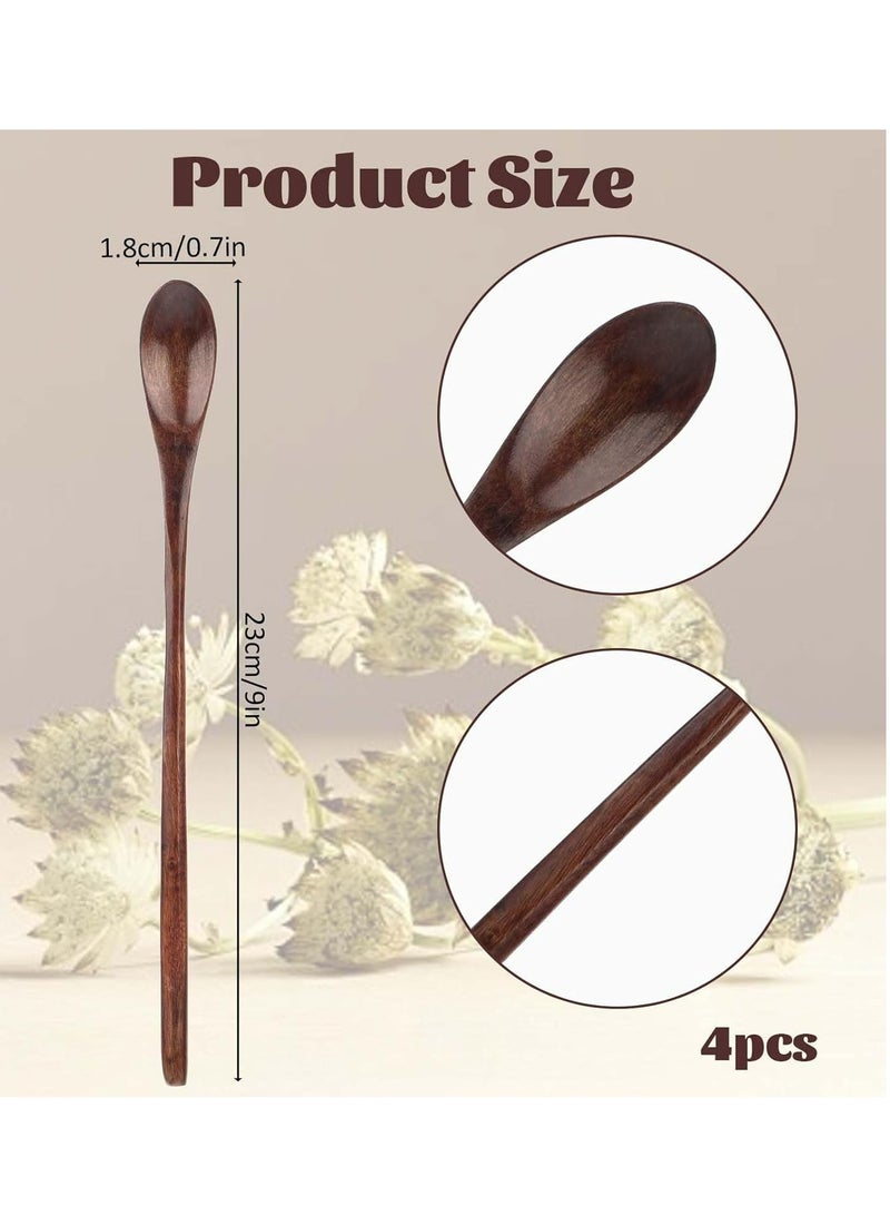 Oasisgalore 4 Pack 9" Small Wooden Spoons for Eating, Stirring, Dessert, and Tasting, Ideal for Cooking and Beverages - Image 3