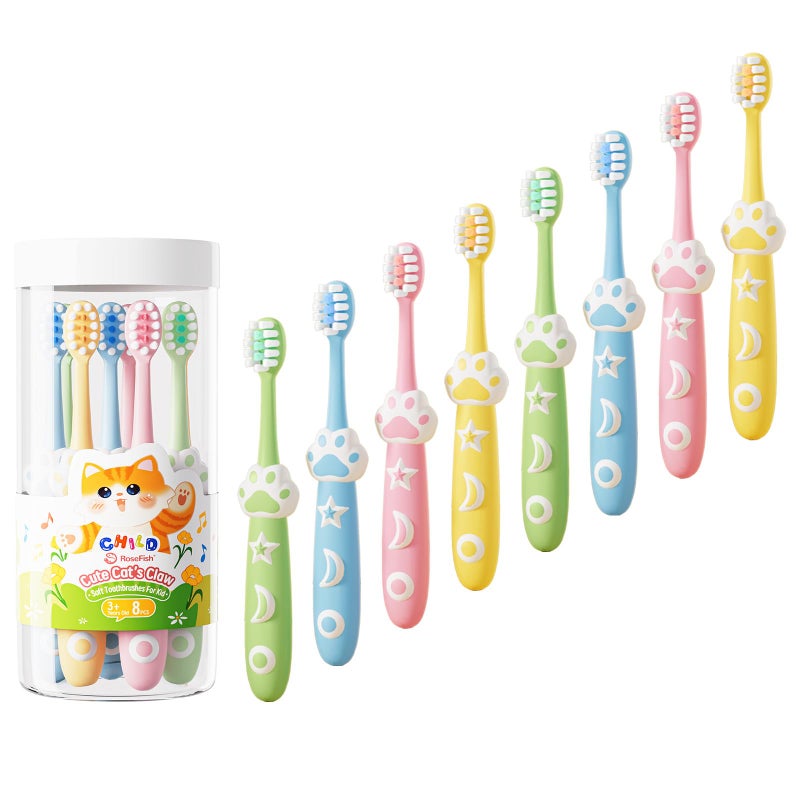 RoseFish 8 Pack Kids Toothbrushes Extra Soft Toddler Toothbrush 2-8 Years Children Manual Toothbrushes for Clean Teeth Cute Kid Toothbrushes Make Your Toddler Love Brushing Teeth - Image 1
